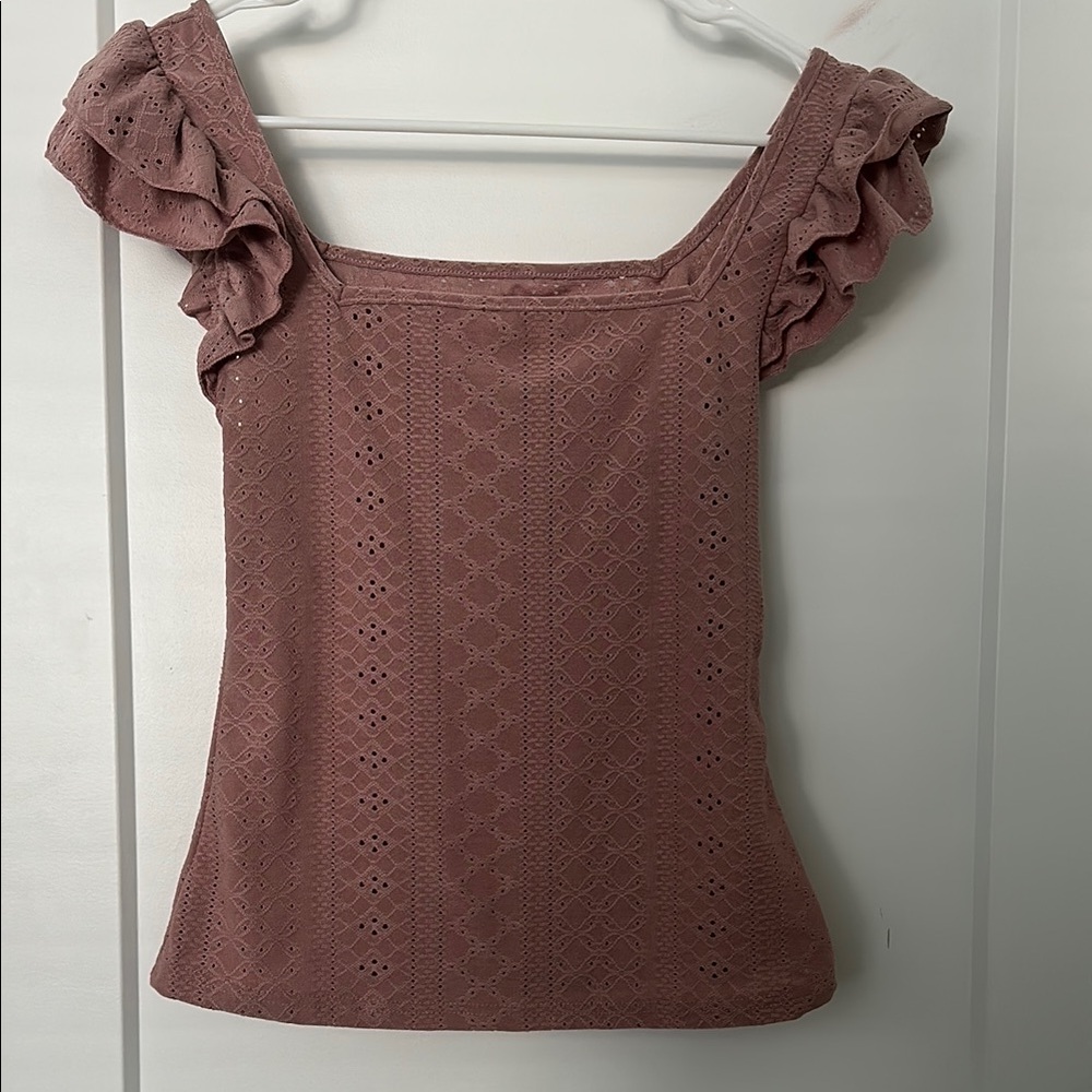 Ruffled Eyelet Women Top